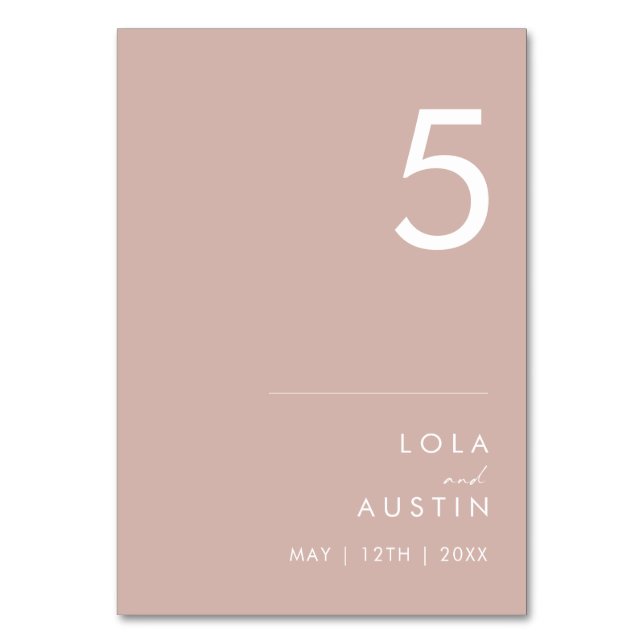 Dusty Boho | Rose Table Number (Front)