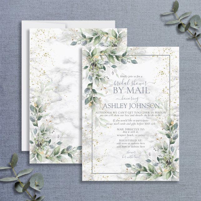 Dusty Botanical Greenery Gold Shower by Mail Invitation (Creator Uploaded)
