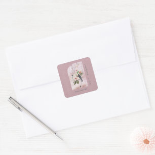 Dusty Burgundy Magnolia Blossoms Wedding Thank You Square Sticker