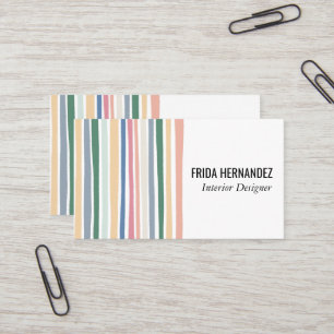 Dusty Colourful Minimalist Stripes Business Card