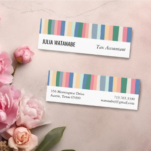 Dusty Colourful Minimalist Stripes Handmade Mini Business Card