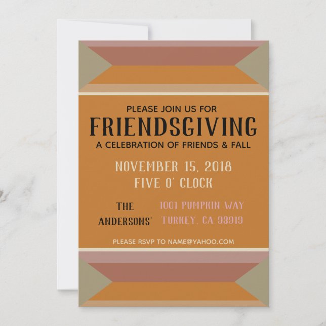 Dusty Colours Friendsgiving Thanksgiving Invitatio Invitation (Front)