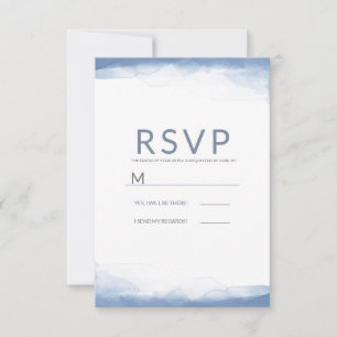 Dusty Cornflower Blue Watercolor Wedding RSVP Card