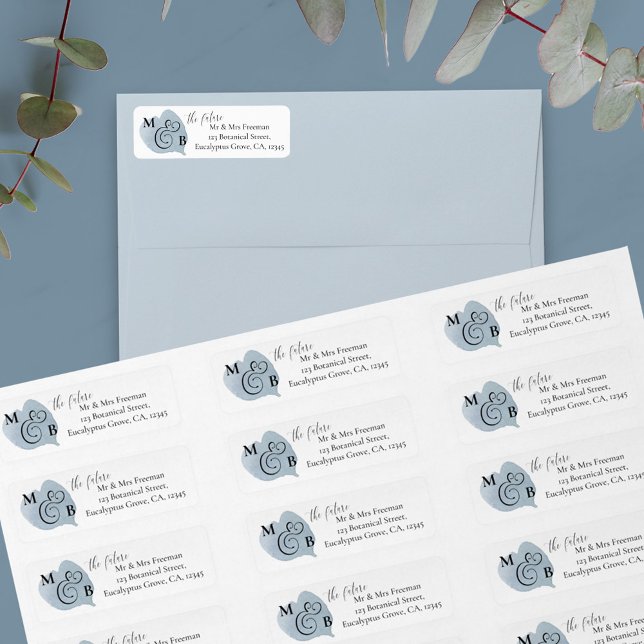 Dusty Eucalyptus future M et Mme Adresse de retour (Monogrammed wedding return address labels for the future Mr & Mrs)