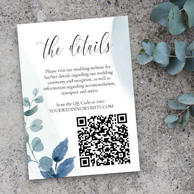 Dusty Eucalyptus Wedding Website Details QR Code Enclosure Card (QR Code Wedding Website Details card from my Dusty Eucalyptus wedding collection)