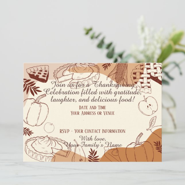 Dusty Fall Thanksgiving Rustic Elegant Invitation (Standing Front)