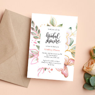 Dusty Floral Greenery Minimal Bridal Shower  Invitation