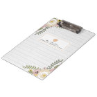 Dusty Floral Grey Wood Teacher Clipboard