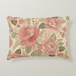 Dusty Floral Muse - Dusty Rose Sage Batik Style Accent Pillow