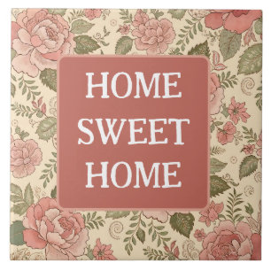 Dusty Floral Muse - Dusty Rose Sage Batik Style Tile