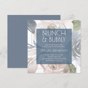 Dusty Floral Smoky Pastel Bubbly Brunch Shower Invitation