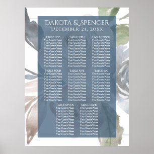 Dusty Floral   Smoky Pastel Wedding Seating Chart