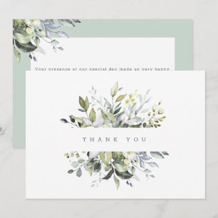 Dusty  Florals Greenery Thank You Card
