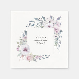 Dusty Garden Floral Personalized Paper Napkins