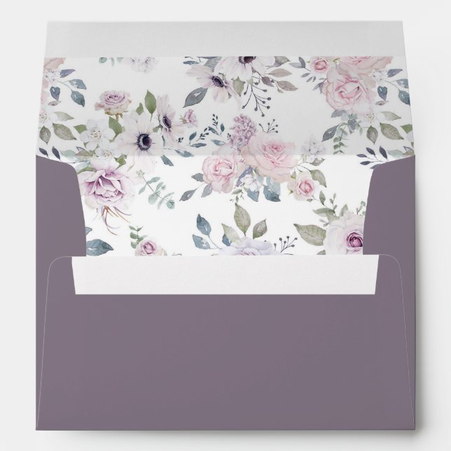 Dusty Garden Floral Personalized Return Address Envelope (Back (Bottom))