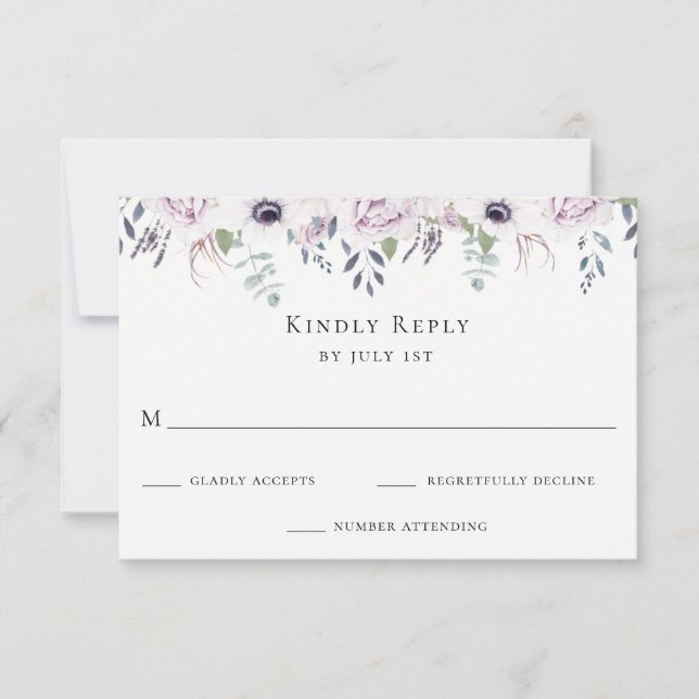 Dusty Garden Floral Wedding Carte RSVP (Devant)