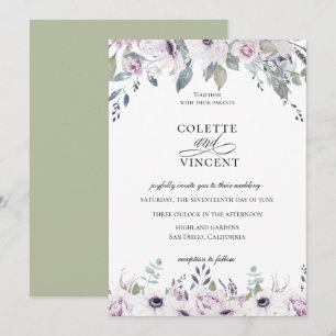 Dusty Garden Floral Wedding Invitation