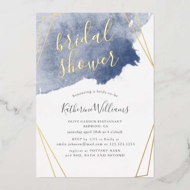 Dusty Gold and Blue Bridal Shower (Front)