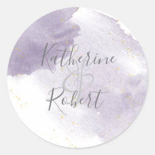 Dusty Gold and Purple Wedding Monogram Sticker