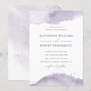 Dusty Gold Elegant Faire-part de mariage violet