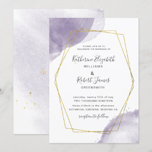Dusty Gold Elegant Faire-part de mariage violet