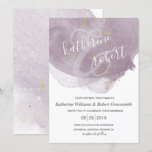 Dusty Gold et Mauve Élégante invitation de mariage