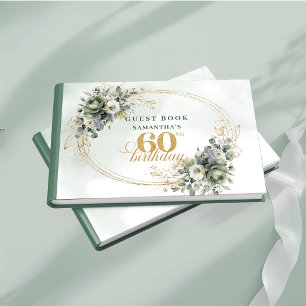 Dusty Green 60th Birthday Boho Foliage Guest Book