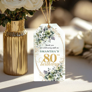 Dusty Green 80th Birthday Greenery Tag