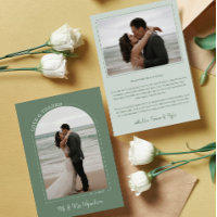 Dusty Green Arch Wedding Photo Love & Thanks
