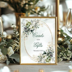 Dusty Green Botanical Cards And Gifts Table Sign
