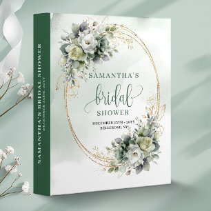 Dusty Green Botanical Gold Wedding Memory Album Binder