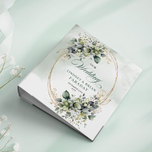 Dusty Green Botanical Green Gold Wedding Memory Al Binder