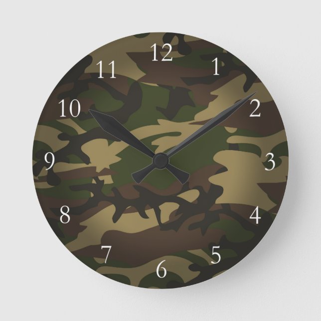 Dusty Green Camo Round Clock (Front)