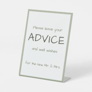 Dusty Green Casual Handwriting Advice & Wishes  Pedestal Sign