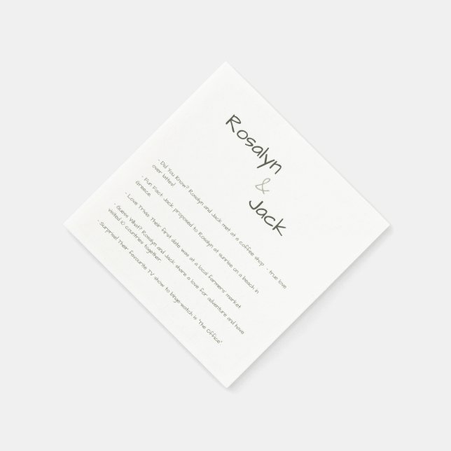 Dusty Green Casual Handwriting Fun Facts Napkins (Corner)