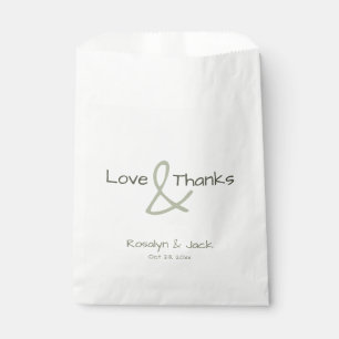 Dusty Green Casual Handwriting Love & Thanks Favour Bag