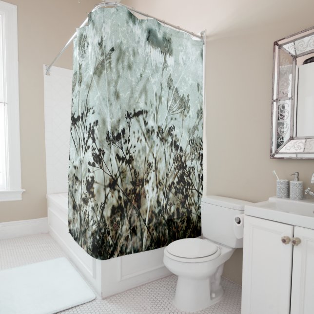 Dusty Green Dark Brown Botanical Queen Anne Floral (In Situ)