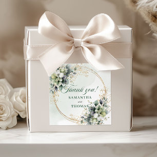 Dusty Green Eucalyptus Thank You Favour Sticker