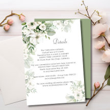 Dusty green floral rose watercolor wedding details