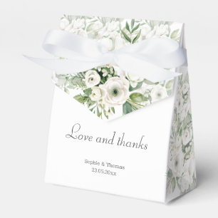 Dusty green floral rose watercolor wedding favor box