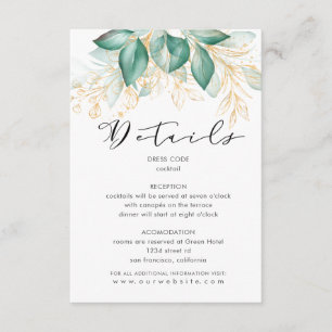dusty green gold eucalyptus greenery reception enclosure card