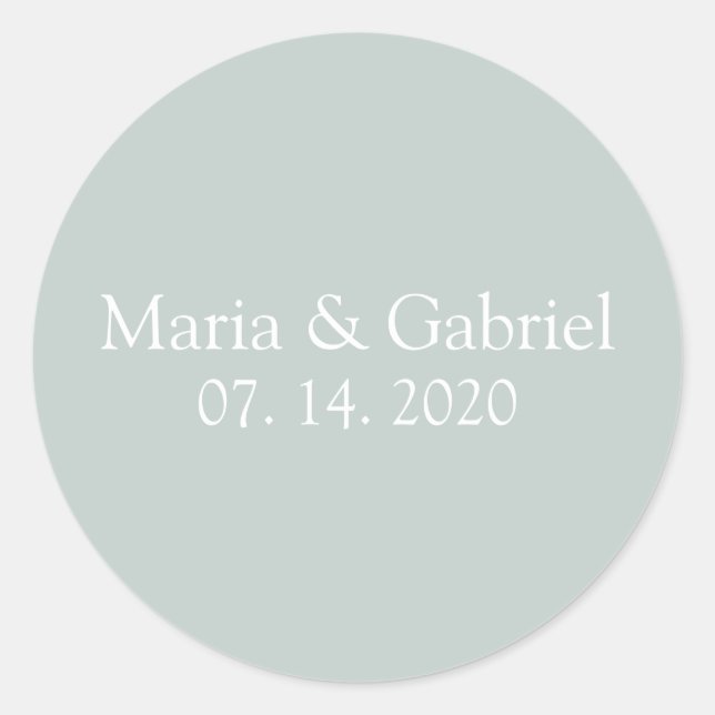 Dusty green grey Personalized Classic Round Sticker (Front)