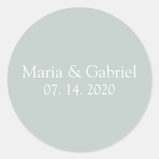Dusty green grey Personalized Classic Round Sticker