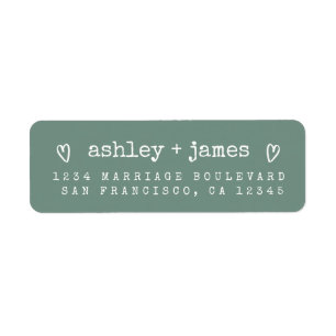 Dusty Green Heart Script Couple Return Address 