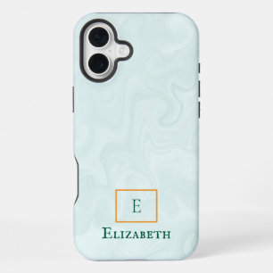 dusty green marble customizable and personalized iPhone 16 plus case