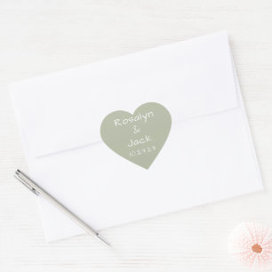 Dusty Green Minimalist Modern  Heart Sticker