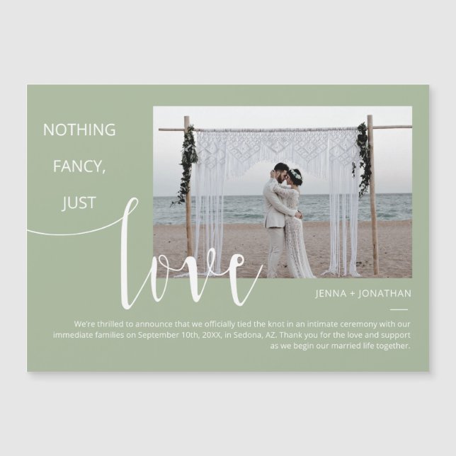 Dusty Green Modern Minimal Script Photo Magnet (Front)