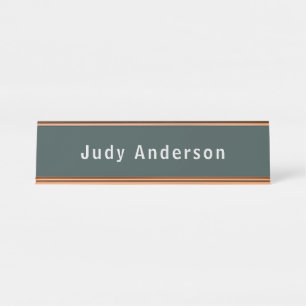 Dusty Green Professional Plain Modern Elegant Desk Name Plate