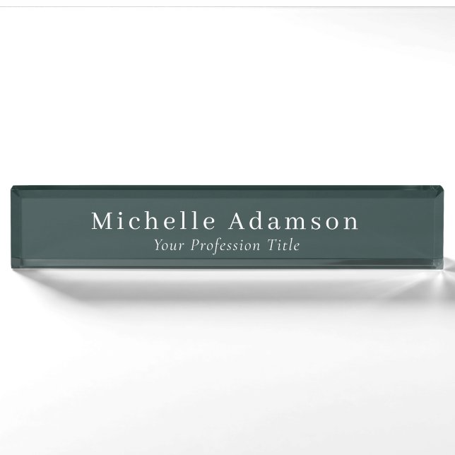 Dusty Green Professional Plain Modern Nameplate (Front)
