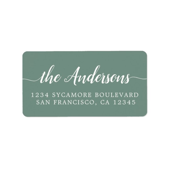 Dusty Green Script Family Return Address Label (Front)